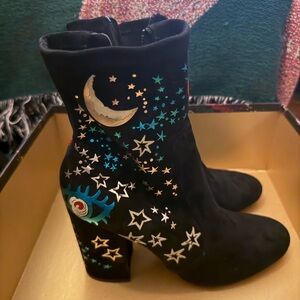 Black Star Embellished Ankle Boots